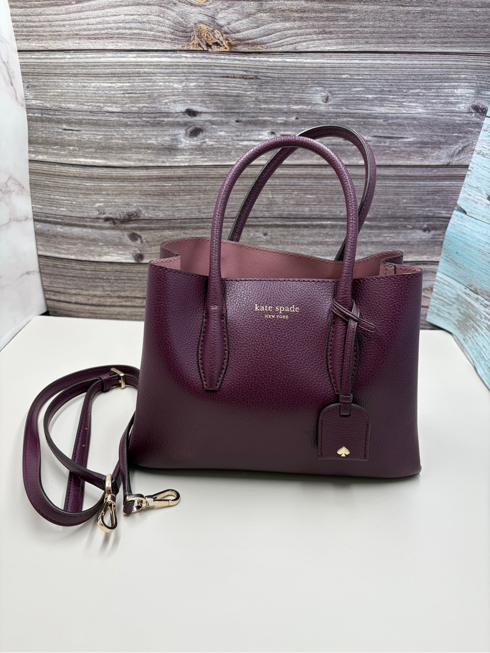 Kate Spade Plum Leather Satchel in Deep Berry